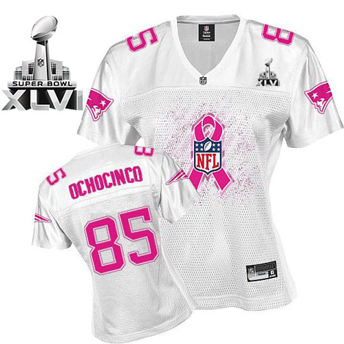 Patriots #85 Chad Ochocinco White 2011 Breast Cancer Awareness Super Bowl XLVI Stitched NFL Jersey
